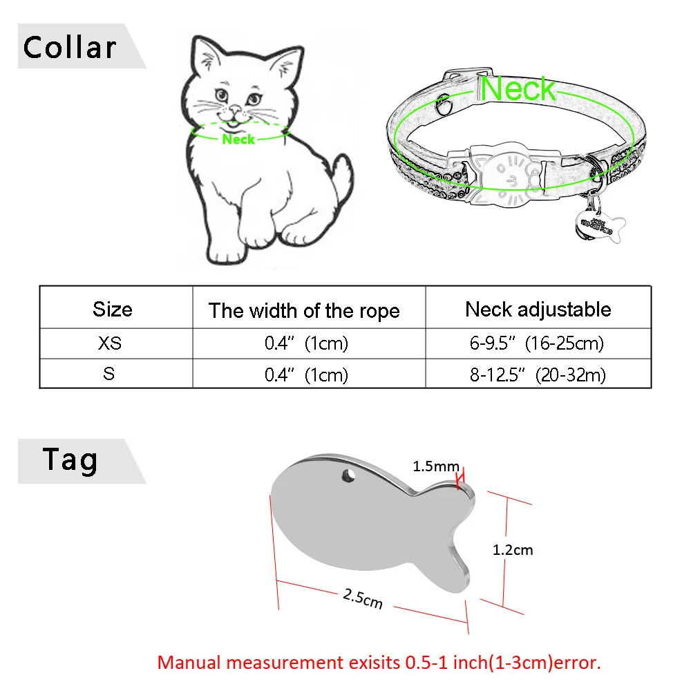 Ошейник с именем котенка, кошки, быстроразъемные ошейники для питомца, кошки, ошейники с колокольчиком, Персонализированная бирка для удостоверения личности, блестящие стразы, ожерелье для кошек