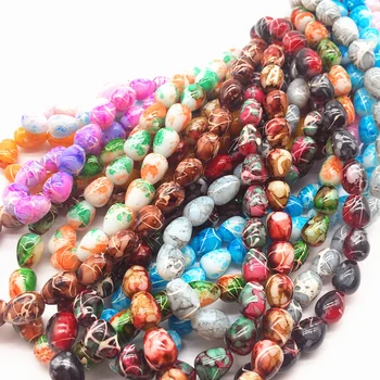 

Wholesale 5x7mm,6x9mm,8x11mm Double Color Salad Teardrop Shape Glass Loose Spacer Charm Beads DIY Jewelry Making Accessory #26