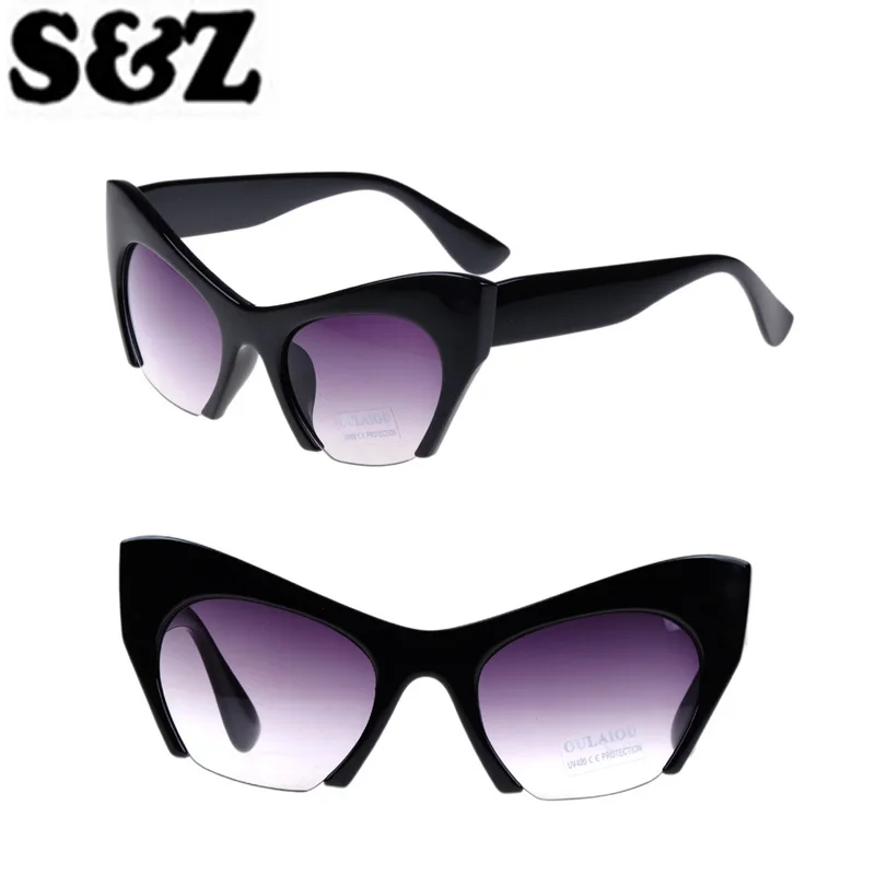 

Hot Sale European Fashion Sunglasses Women Designer Cat Eye Shape Half Frame Wrap Leopard Color Luxury Brand Lady Eyeglasses