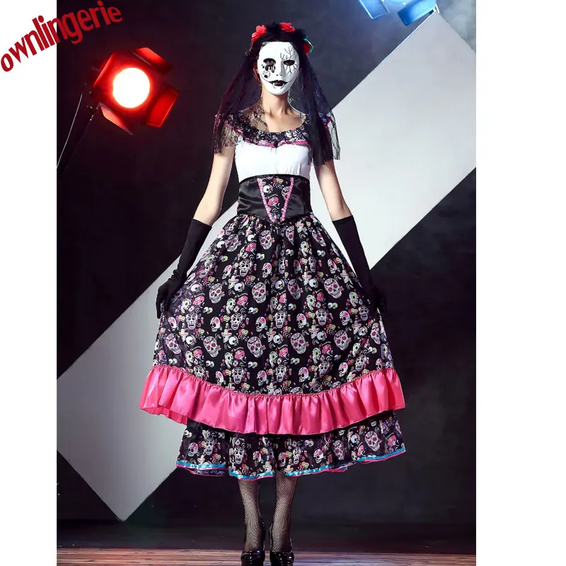 

Women Adult Vampire Skull Zombies Bride Costume Deguisement Halloween Costumes Devil Witch Princess Carnival Fancy Costume