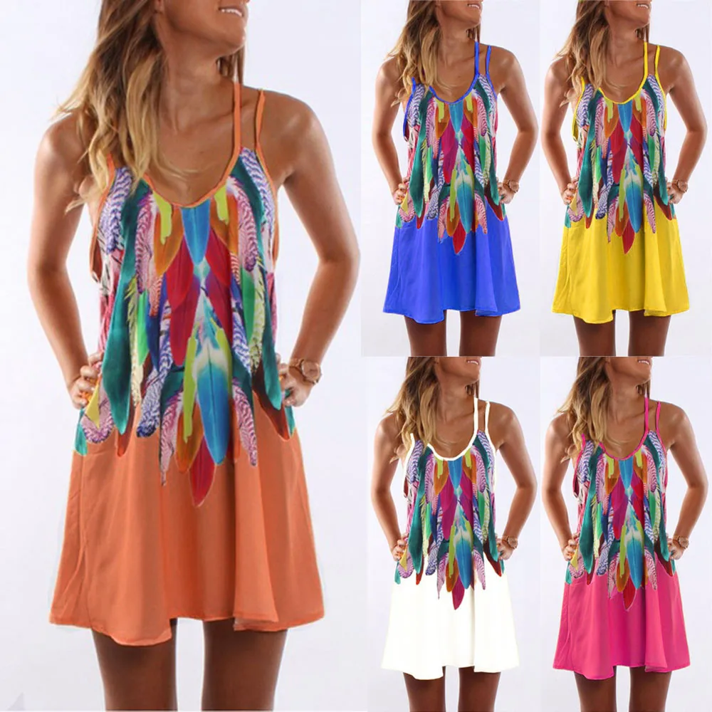 

Boho Casual Printed Maxi Party Cocktail Beach Dress Colorful Sundress women dresses Women's Summer casual drop jue
