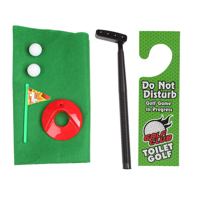 

Bathroom Funny Golf Toilet Time Mini Game Play Putter Novelty Gag Gift Mat Set