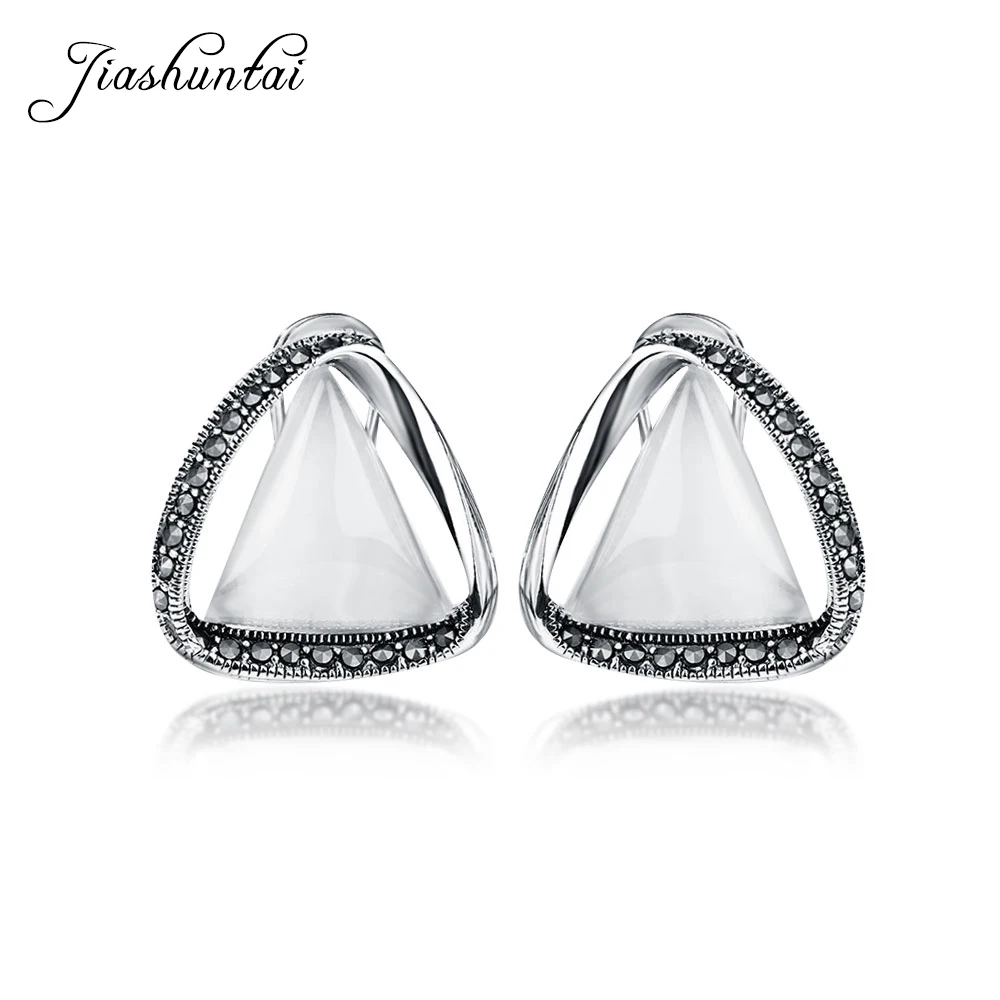JIASHUNTAI 925 серебро ретро клип серьги треугольник женские серебряные ювелирные изделия для женщин Мода