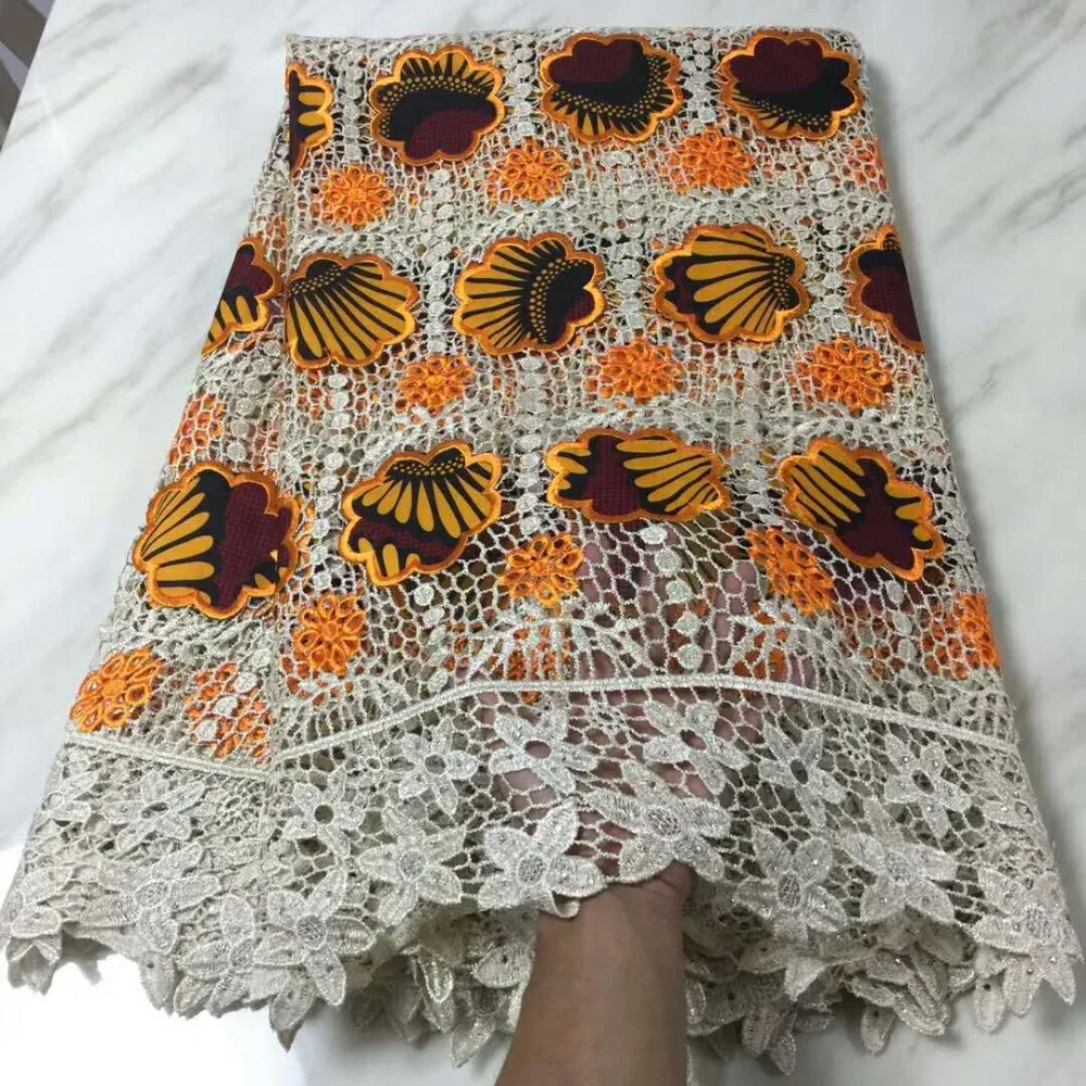 

african wax brode prints water soluble lace net fabric for wedding 5yd top quality dress material african wax patchwork net lace