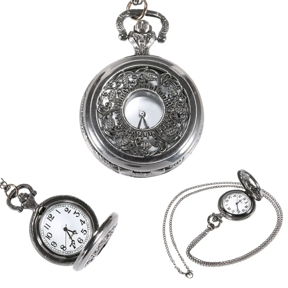 Antique Quartz Pocket Watch Fob Watches Vintage Hollow Necklace Pendant