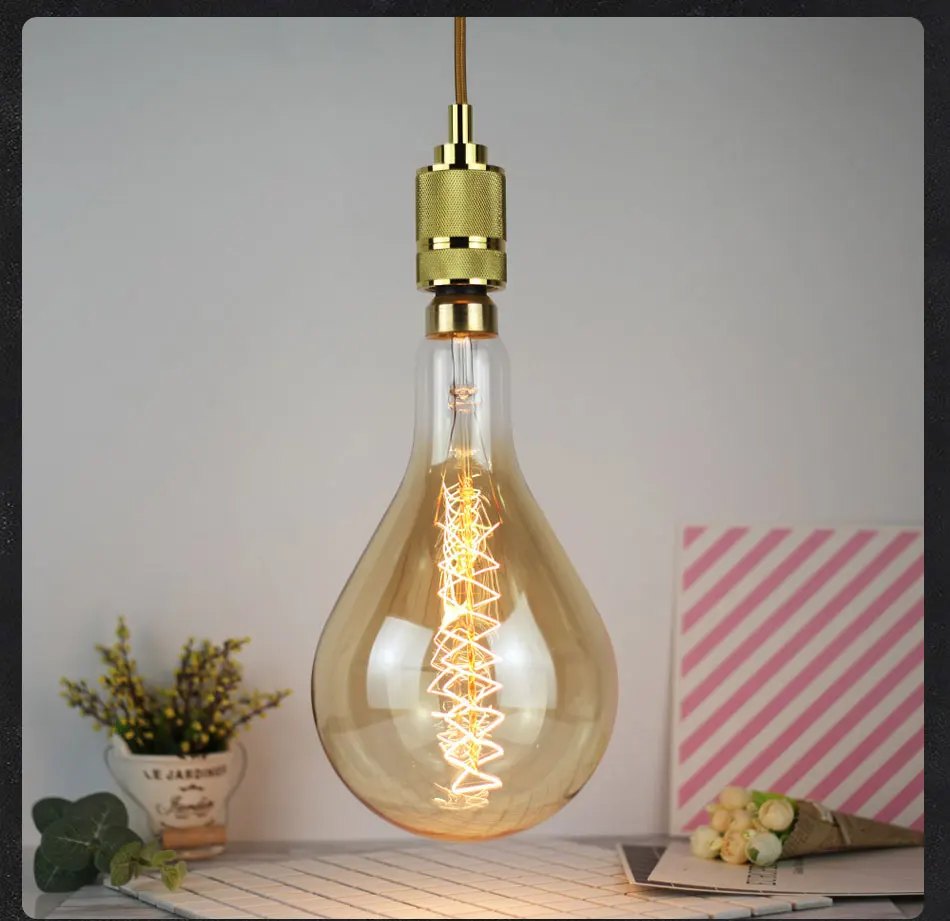 Винтажный светильник Эдисона большого размера PS52 A160, декоративная лампа накаливания E27 220 в 60 Вт, антикварная ретро лампа Эдисона
