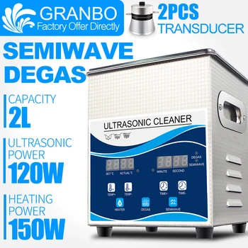 Granbo Digital Ultrasonic Cleaner Bath 2L 120W With DEGAS SEMIWAVE Heating for Medical and Dental Clinic Fuel nozzle digital ultrasonic cleaner with baskets jewelry watches dental 2l 60w 40khz heating and timer