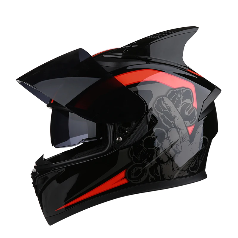 

New Motorcycle Helmet Flip Up Motocross Helmets With Inner Sun Visor Modular Full Face Helmets Motorcycle Capacete Casco Moto