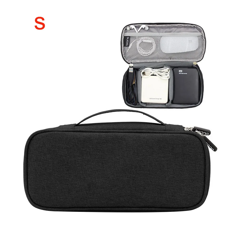 Многофункциональные портативные электронные аксессуары, сумка для кабеля, органайзер для путешествий, чехол, SD карта, диски, провода, свободно комбинированная сумка для хранения - Цвет: S  Black