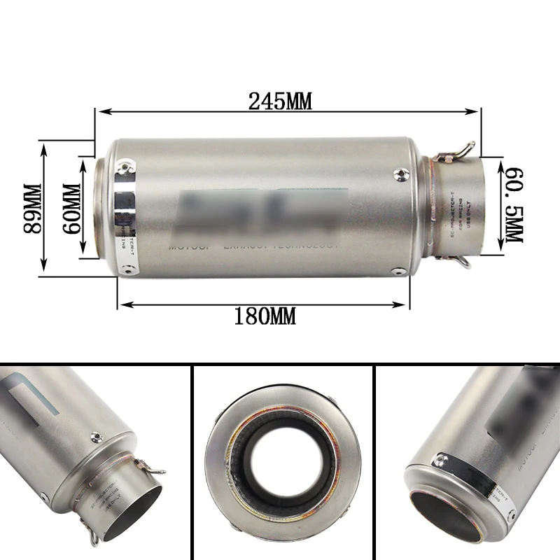 Универсальный 51 60,5 мм из нержавеющей стали, выхлопная труба из настоящего углеродного волокна, без дБ, убийца, без шнуровки, для мотоцикла, грязного велосипеда, Модифицированная трубка