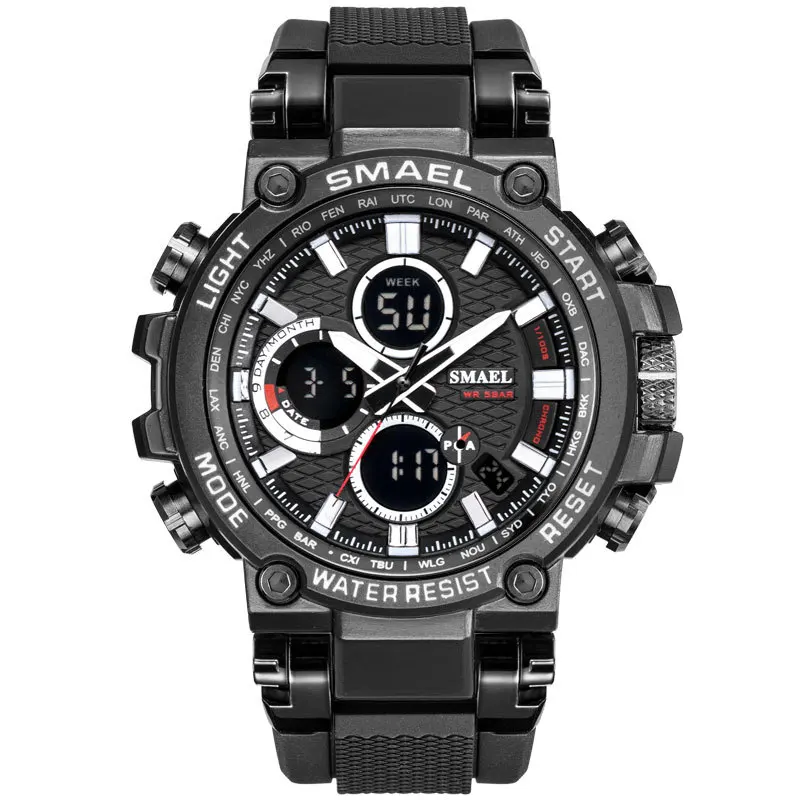 Digital dos Homens Nova Moda Smael Relógio Masculino Relógios Dupla Exibição Analógico Esportes Ouro Reloj Hombre