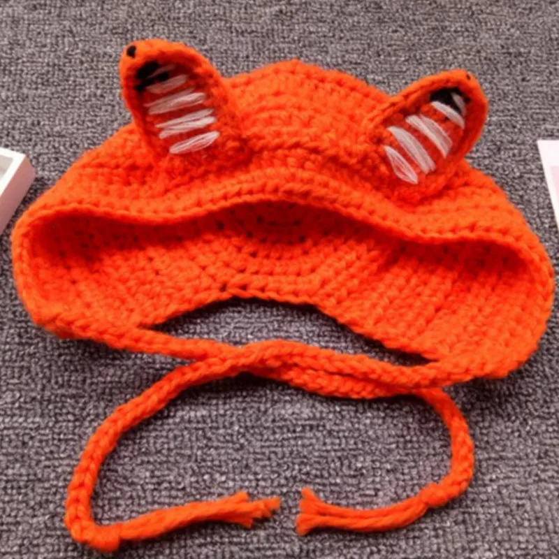 DIY Knitting knitting wool Hats Baby Fox, ears, wool, hat, thickening, warmth, ear protectors, knitted caps