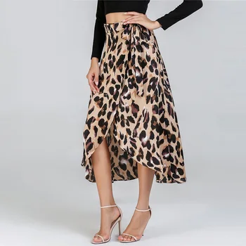 

Graceful Sexy Waist Knot Leopard Print Elegant Skirt Women's Clothes Mid-Calf Ladies Skirts Womens Casual Clothing Midi Skirt