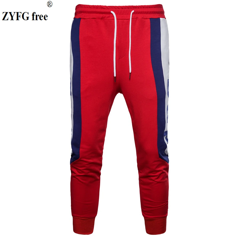

New spring and summer men's trousers middle waist elastic drawstring tie geometric printing trousers sweatpants casual pants