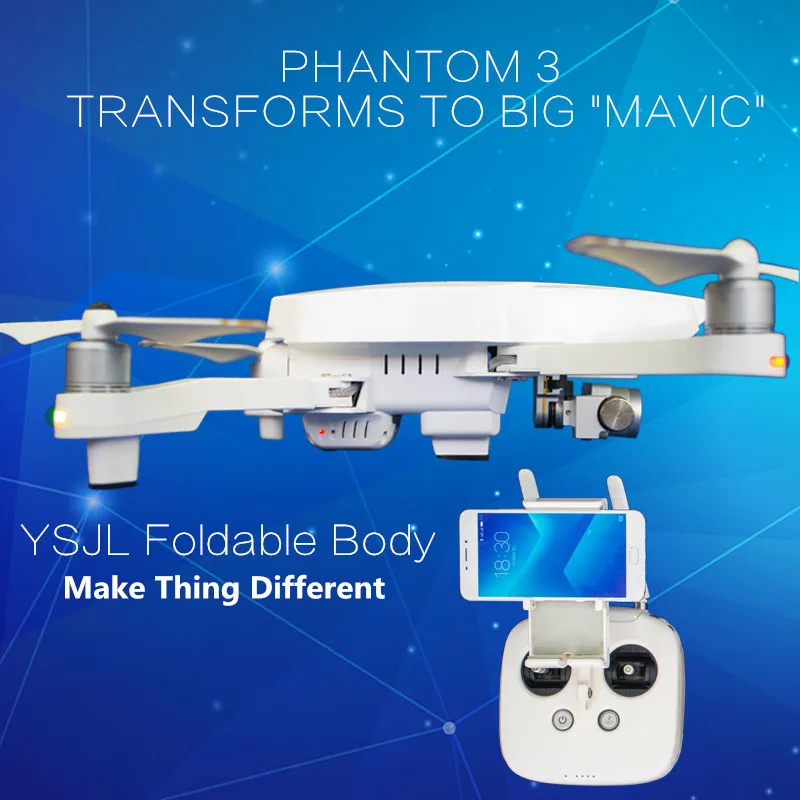 

YSJL PHANTOM 3 Foldable RC Drone BODY CASE "Convert" Phantom 3 to A Foldable Drone Like "MAIVIC" Spare Parts