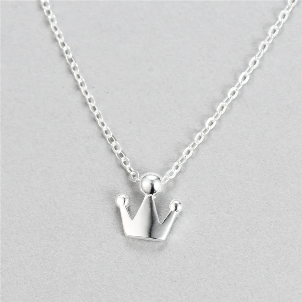 crown women 100% 925 Sterling silver nacklace Jewellery Clavicle chain pendant charms chocker girl gift