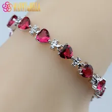 Сердце роза Красный Кристалл 925 пробы серебряный браслет здоровье ювелирные изделия для женщин коробка ювелирных изделий SL68