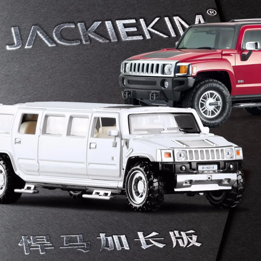 

New 1:32 Scale Alloy Metal Diecast Car Model Hummer Limousine Luxury Car Model Pull Back Flashing For Kids Toys Car Collection