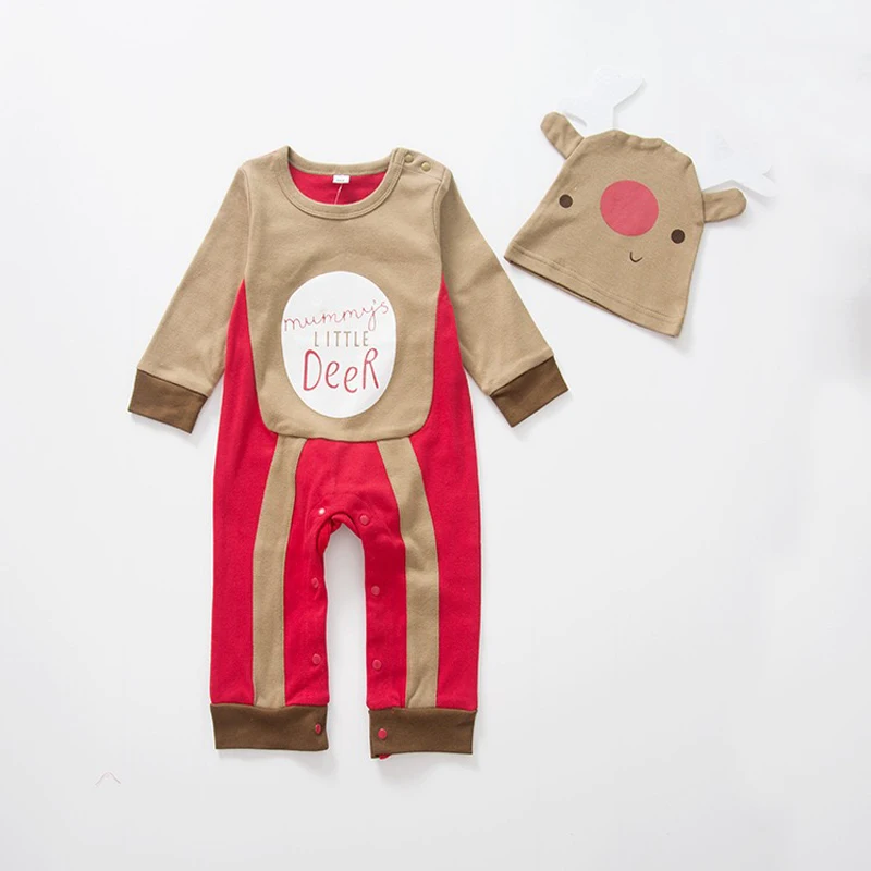 Для новорожденных Комбинезоны Детская одежда Roupas Bebe хлопковая футболка с длинными рукавами милый, детский головной убор, кепка бейсболка Комбинезоны для маленьких мальчиков Одежда для детей на зиму