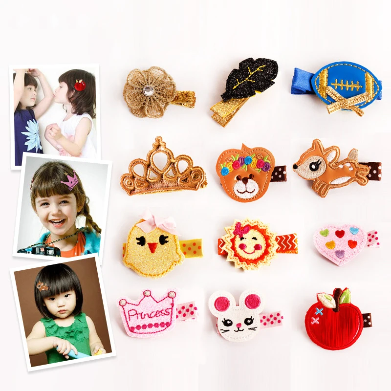 

Children Cute Cartoon Animal Fruit Hair Clips Baby Exquisite Embroidery Headdress Girls Hair Accessories Headwear Kids Hairpins