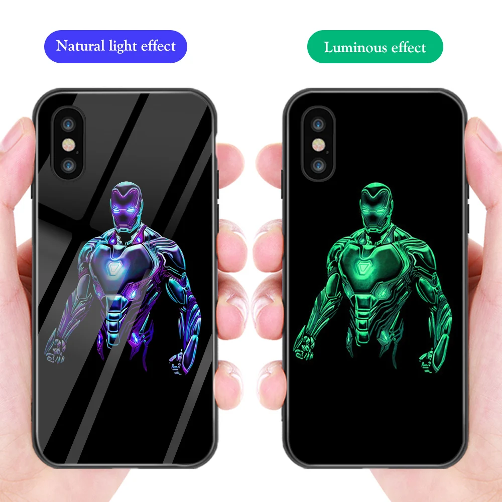 Ciciber Роскошный чехол для телефона iphone 11 Pro Max XR X XS Marvel Железный человек Светящееся