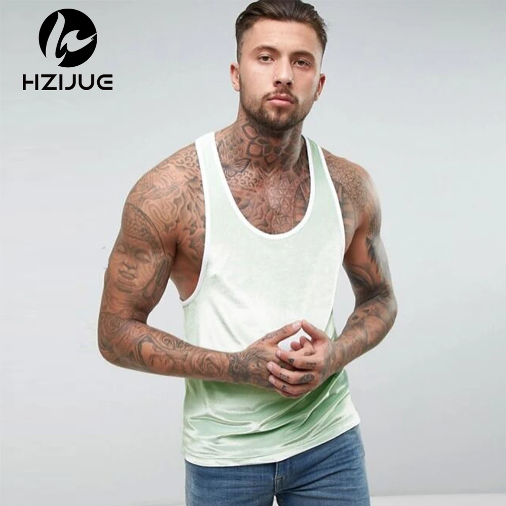 

HZIJUE 2018 Spring Summer Solid Color Casual Velour Tank Top Men Europe America Street Mens hip hop Clothing Men's Velvet Vest