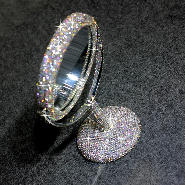

Folding stainless steel breakage-proof pocket makeup mirror with PU stand free shipping