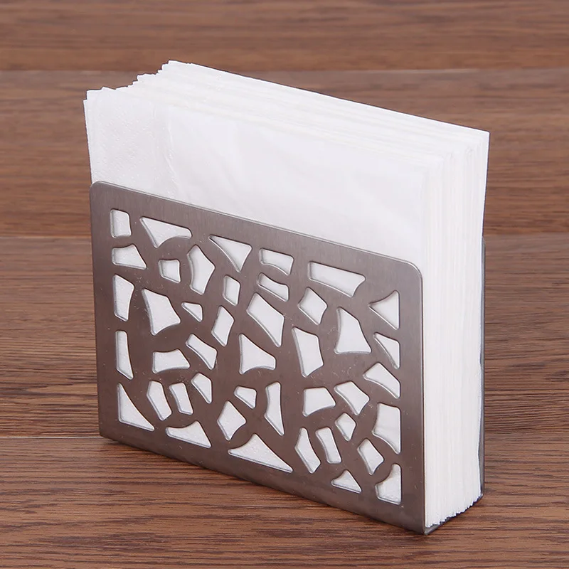 Silver Tissue Holder Square Napkin Holder Creative Tissue Napkin Holder
