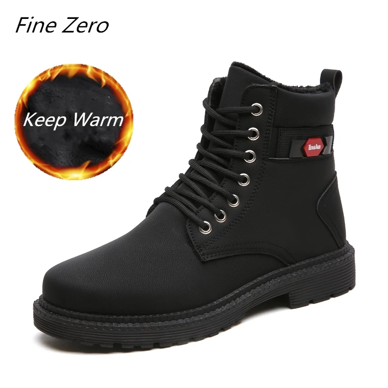 

Men Boots Winter Warm Leather Oxfords Shoes Men Motorcycle Ankle Boots Autumn Casual Hombre Plush High Top Dress Shoes Men
