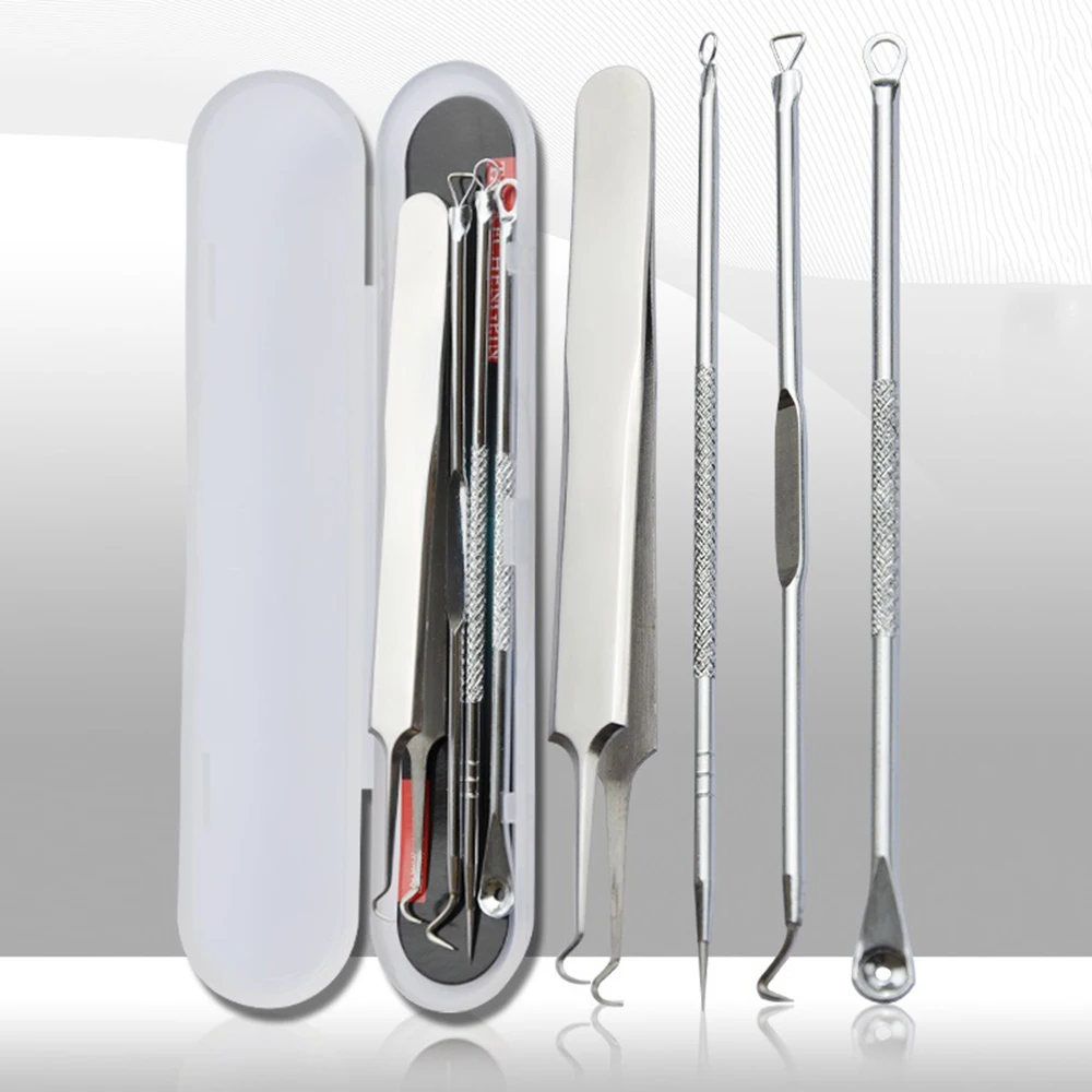 

4pcs/set Blackhead Acne Pimple Popper Extractor Remover Tools Set Stainless Steel Durable Blackhead Remover Set Makeup Tool Kits