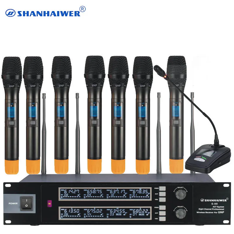 Высочайшее качество оригинальный 8CH Беспроводной UHF микрофон профессиональный
