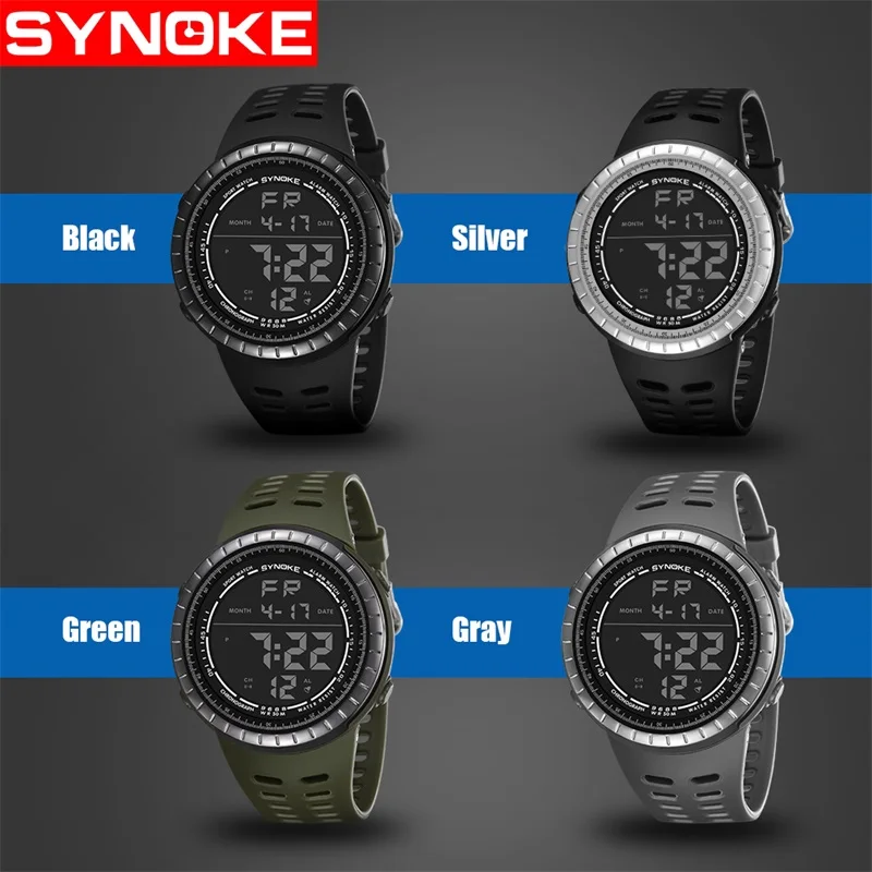 SYNOKE мужские спортивные цифровые часы погружение 50 м светодиодные армейские