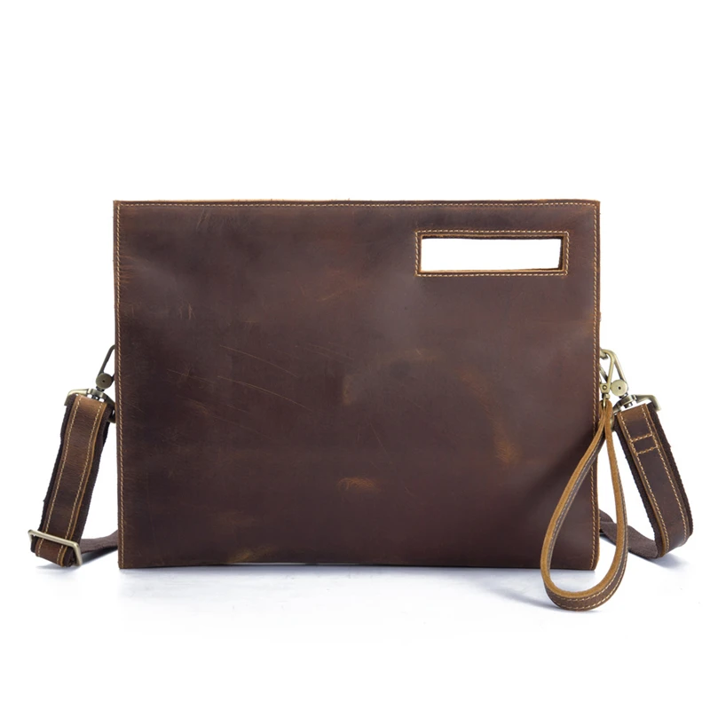 

2019 New Simple design Vintage Genuine Leather Briefcases Laptop bags Business Zipper mens bags Man's Tote Handbags High Quality