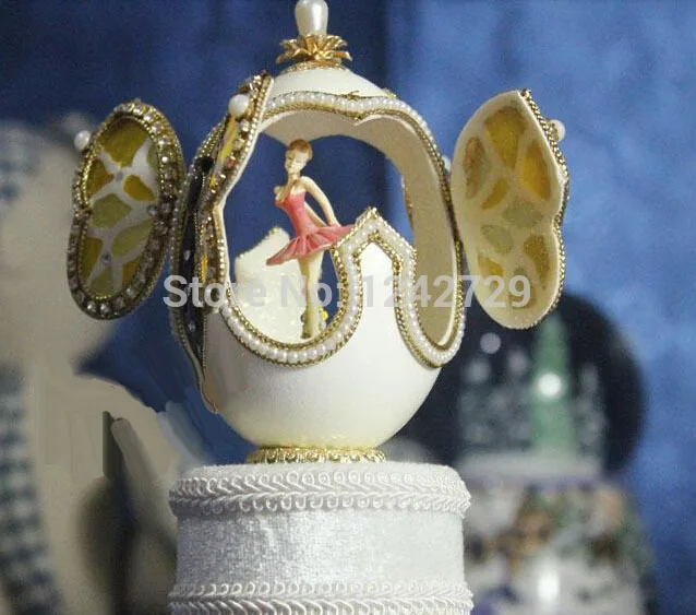 Высококачественная роскошная белая королевская музыкальная шкатулка из яичной скорлупы, танцевальная балерина, музыкальная шкатулка, свадебный сувенир, музыкальная шкатулка для девочек и женщин, подарок