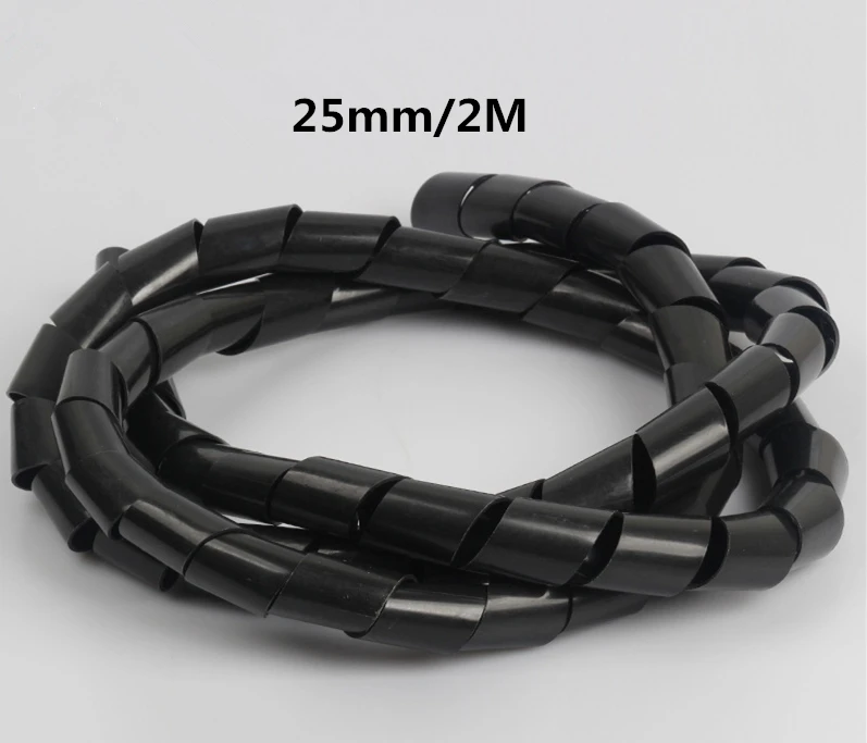 25mm(2m) Устройство для сматывания кабеля, черные ножки, органайзер из спирального провода, гибкая трубка, управляемый шнур для ПК, компьютера, дома, скрытый кабель 8-30 мм - Цвет: 25mm(2m)