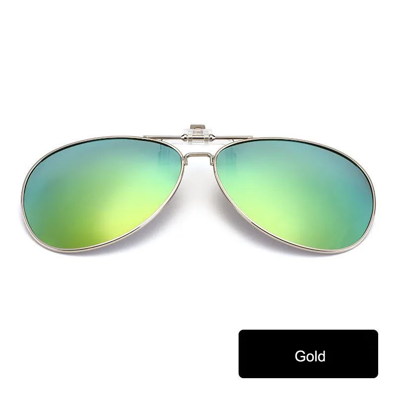 Круглые оправы поляризованных солнцезащитных очков клип на близорукость очки для вождения для путешествий ночное видение легко флип солнцезащитные очки Oculos - Цвет линз: Золотой