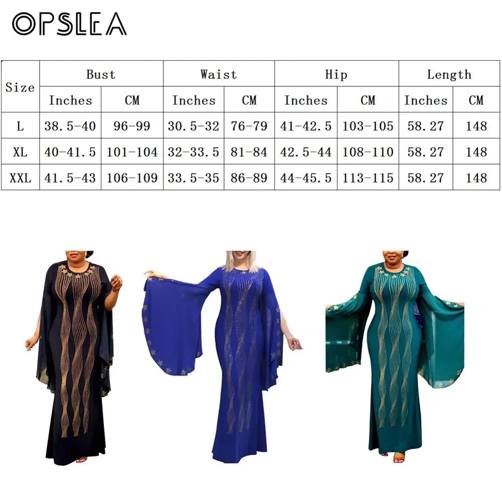 Opslea африканские платья для женщин Дашики африканская одежда Базен Broder Riche сексуальный тонкий рукав рюшами халат вечернее длинное платье