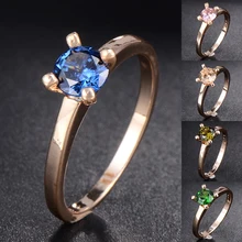 Luxury New Fashion Statement Vintage Gold Color Green Purple Yellow Crystal CZ Rings Fit girls Party Women Wedding Hot Jewelry –
