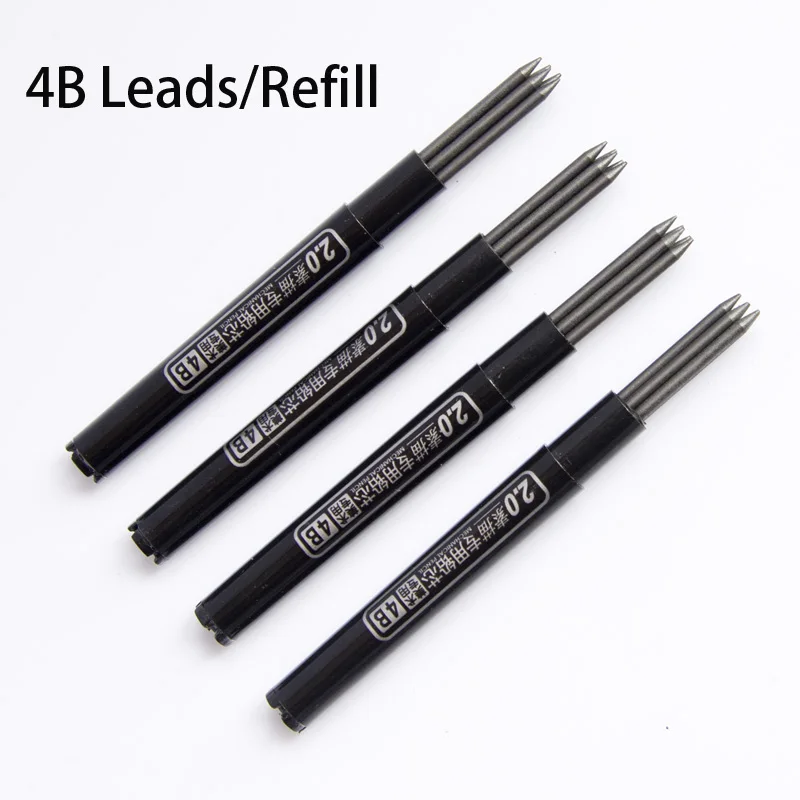 

4B 2mm Set/Lot Leads/Refills for Mechanical automatic pencils Sketching Drewing Office school Art tool supplies