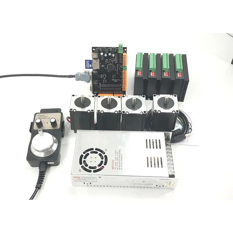 

4 Axis CNC Kit USB MACH3 4Axis Breakout Board Nema23 Stepper Motors DM542 Stepper Motor Drivers