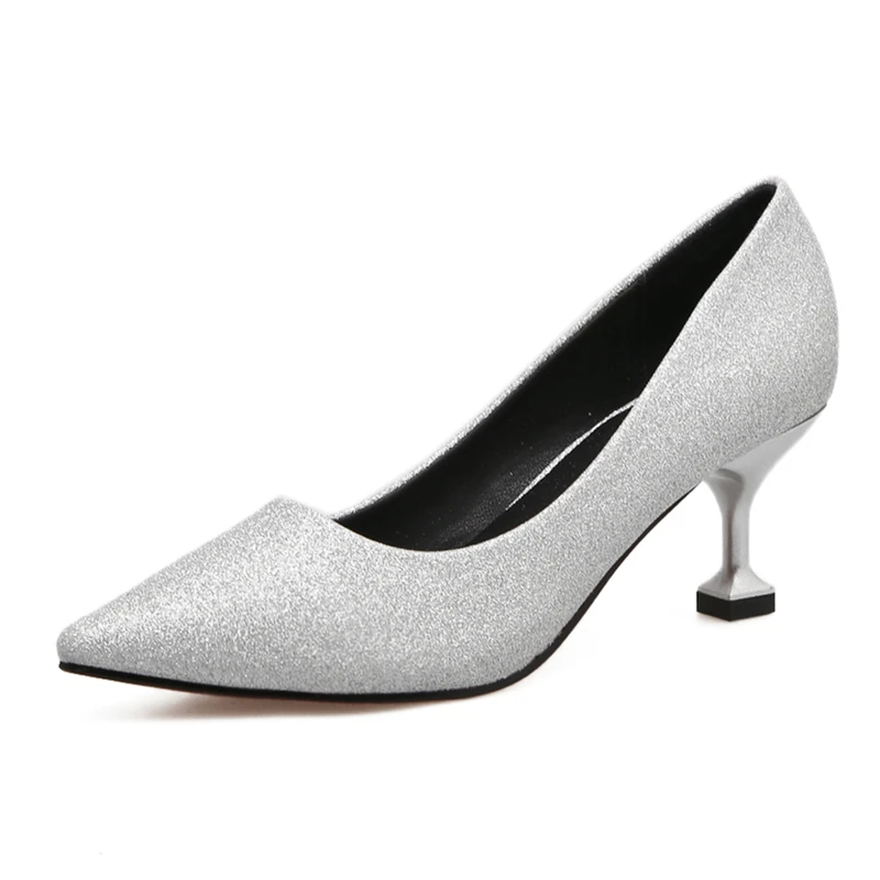 

Women's high heels 2019 spring and autumn single shoes light length 22cm-25cm flock girls pumps fashion Europe and America