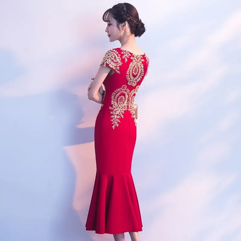 Dongcmy curto vermelho cor celebridade vestidos de
