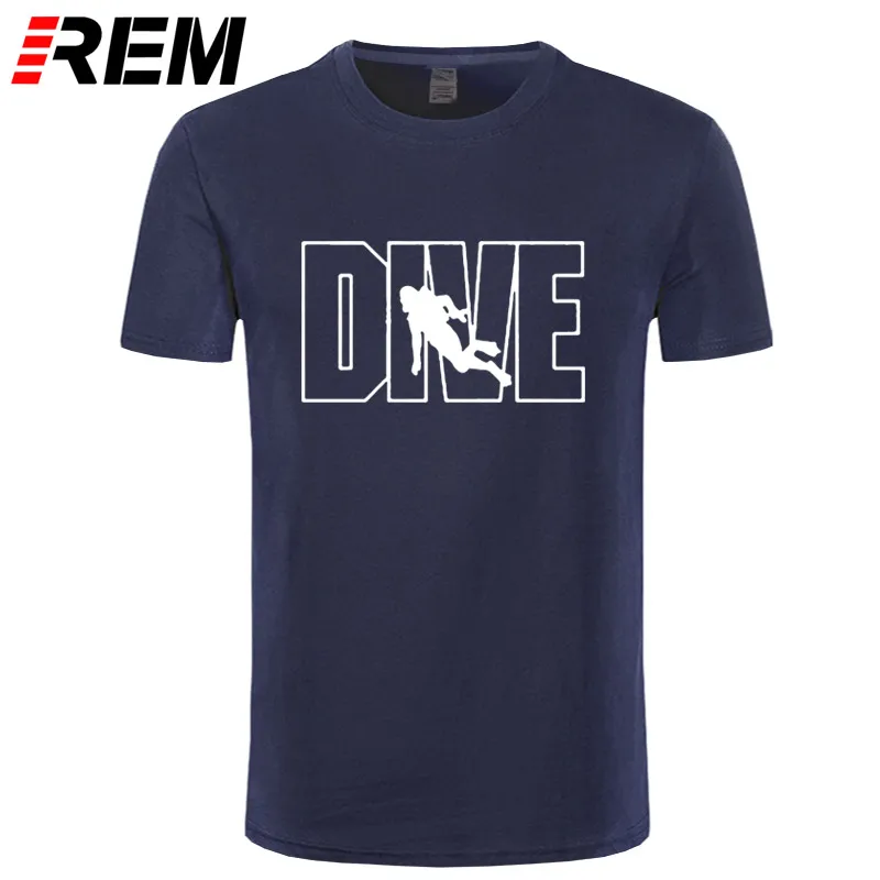 

REM Diver Design Brand Man Clothes Top Fashion Dive AQUALUNG Print Men's T Shirt Cotton Short Sleeve O-Neck Diving T-Shirts