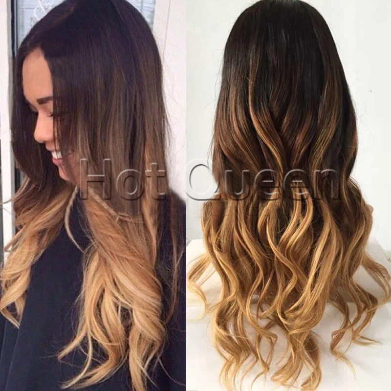 

Cheap Blonde Ombre Full Lace Human Hair Wigs T#1b#4#27 Wavy Brazilian Virgin Hair Glueless Lace Front Wigs For Black Women