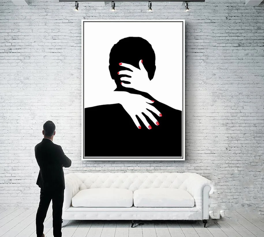 

YORTYES BLACK AND WHITE Poster Prints Canvas Art Pictures Canvas Painting Wall Picture Print Lover Deep Hug YY088