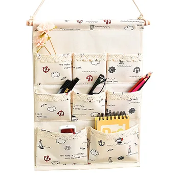 

Aprince Home Kitchen Wall Multi-Function Waterproof Hanging Bag 6Cells/8Cells Cotton Linen Large Simple Door Storage Bag