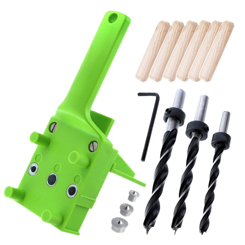 

Pocket Hole Jig Handheld Dowel Jig Abs Plastic Woodworking Jig For 6 8 10Mm Dowel Joints Drilling Guide Tools