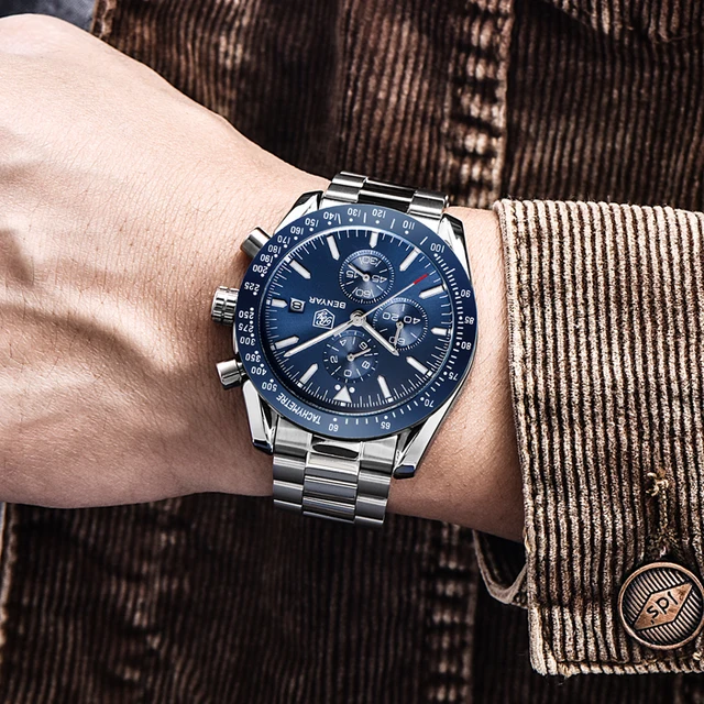 BENYAR Men's Watches Top Brand Luxury Watch Men 2022 Military Watch Quartz Chronograph Business Watch Strap Relogio Masculino 2