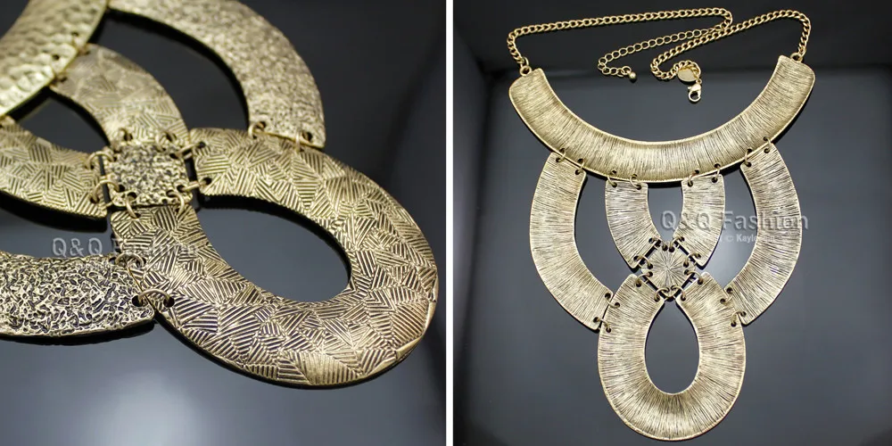 Винтажное золотое ожерелье с кулоном в виде узелка Клеопатры с резным узором в виде цыганской змеи, большое ожерелье с нагрудником, колье с коротким воротником, ювелирные изделия