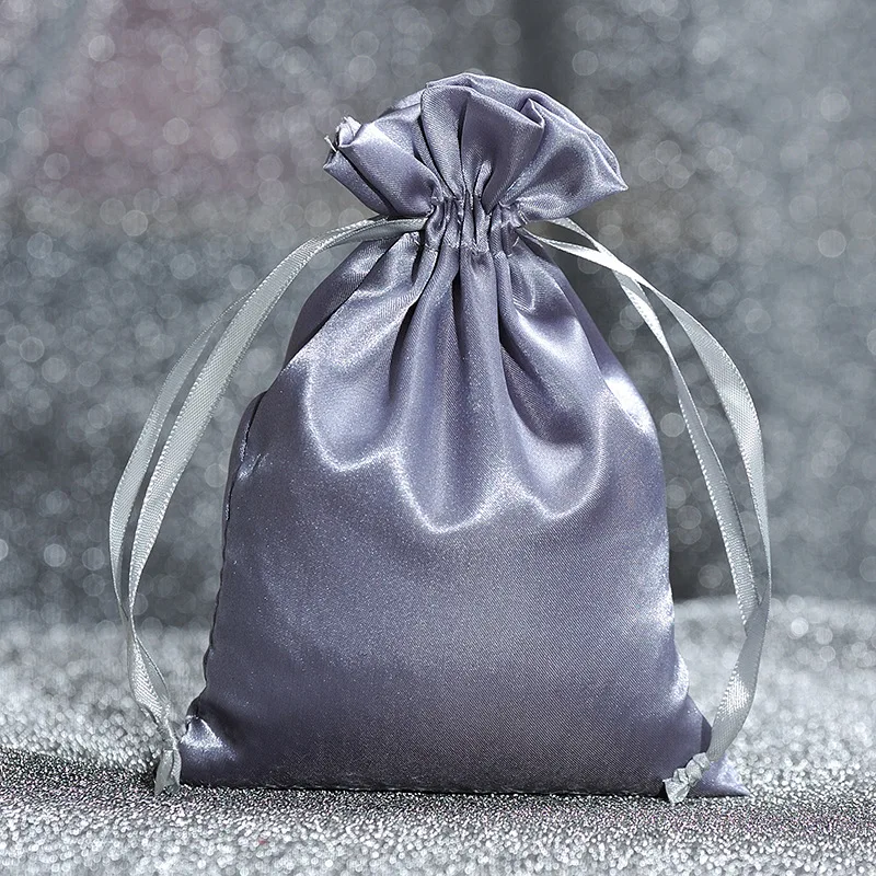 50 шелковых пятен мешок шнурок с лентой веревка для ювелирных изделий волос путешествия часы обувь бриллиантовый бисер кольцо макияж подарочная упаковка сумка - Цвет: Серый